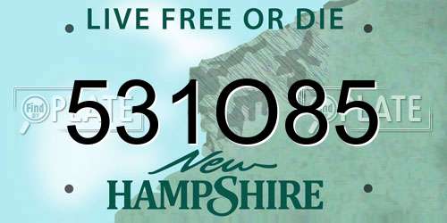 531O85 New Hampshire License Plate