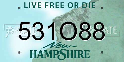 531O88 New Hampshire License Plate