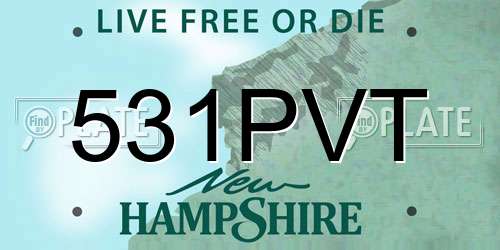 531PVT New Hampshire License Plate