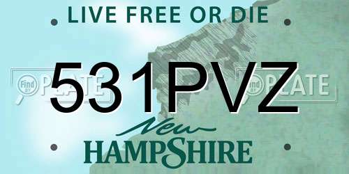 531PVZ New Hampshire License Plate