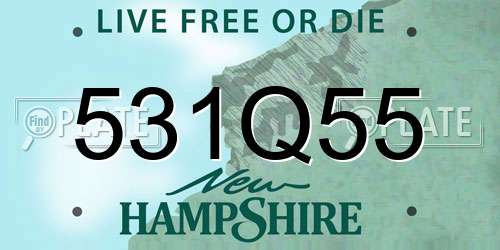 531Q55 New Hampshire License Plate