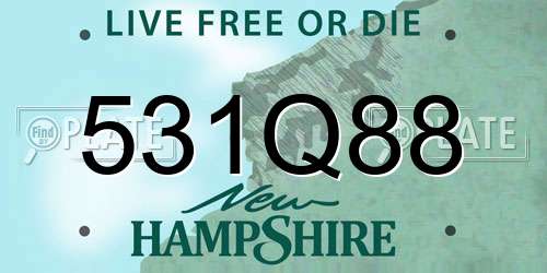 531Q88 New Hampshire License Plate
