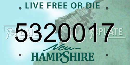 5320017 New Hampshire License Plate