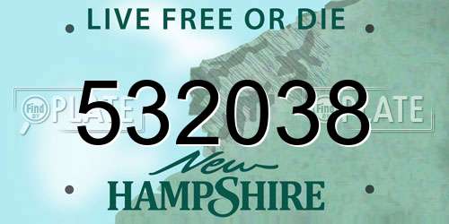 532038 New Hampshire License Plate