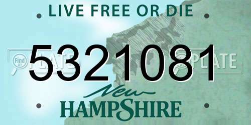 5321081 New Hampshire License Plate