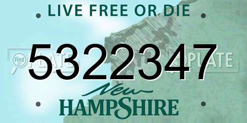 5322347 New Hampshire License Plate