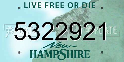 5322921 New Hampshire License Plate