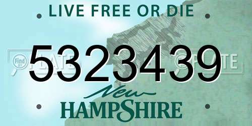 5323439 New Hampshire License Plate