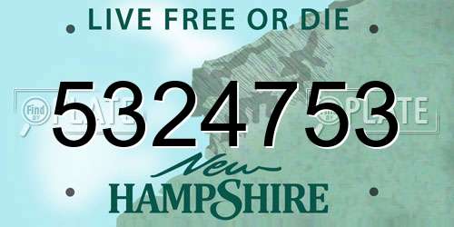 5324753 New Hampshire License Plate
