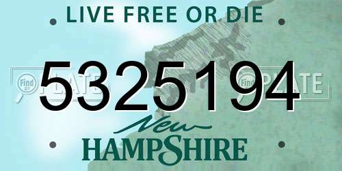 5325194 New Hampshire License Plate