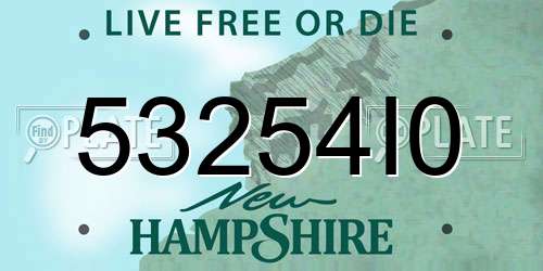 53254I0 New Hampshire License Plate