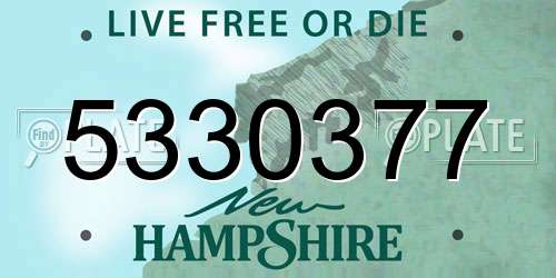 5330377 New Hampshire License Plate