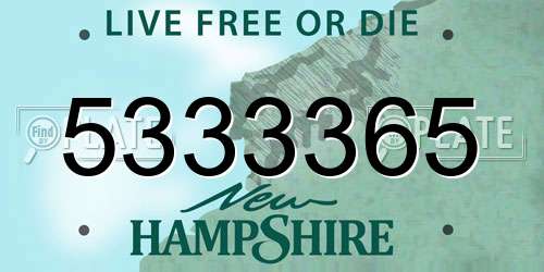 5333365 New Hampshire License Plate