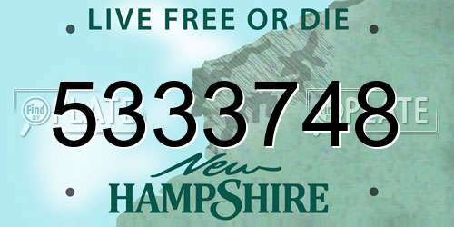 5333748 New Hampshire License Plate