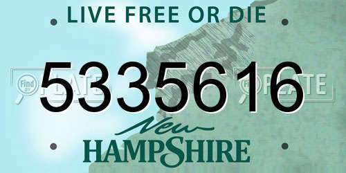 5335616 New Hampshire License Plate
