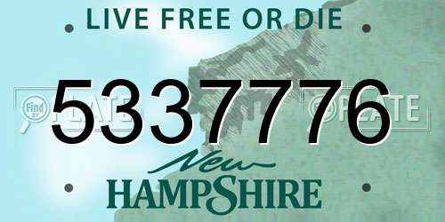 5337776 New Hampshire License Plate