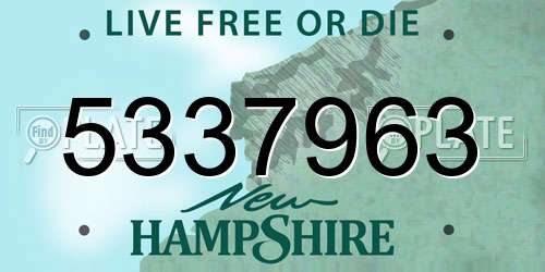 5337963 New Hampshire License Plate
