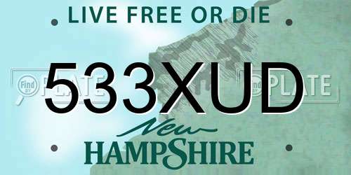 533XUD New Hampshire License Plate