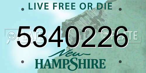5340226 New Hampshire License Plate