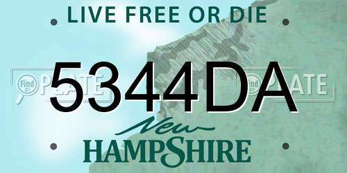 5344DA New Hampshire License Plate