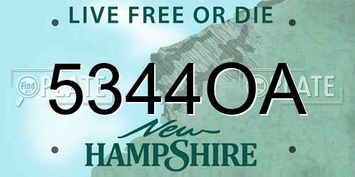 5344OA New Hampshire License Plate