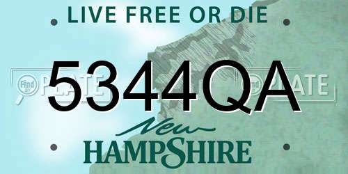 5344QA New Hampshire License Plate