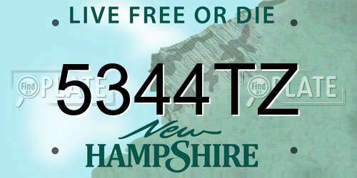 5344TZ New Hampshire License Plate