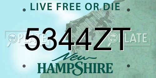 5344ZT New Hampshire License Plate