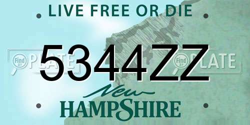 5344ZZ New Hampshire License Plate