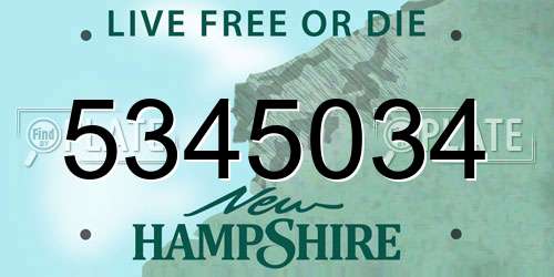 5345034 New Hampshire License Plate