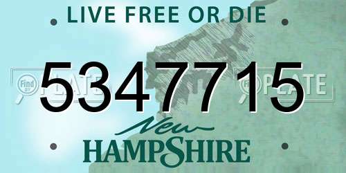 5347715 New Hampshire License Plate