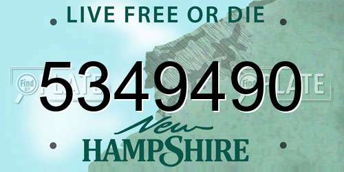 5349490 New Hampshire License Plate