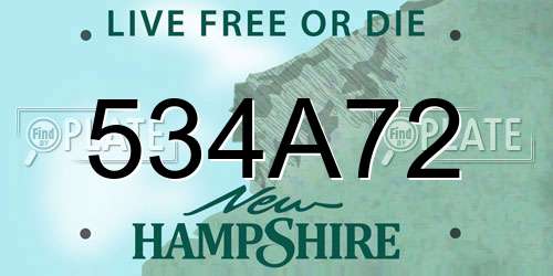 534A72 New Hampshire License Plate