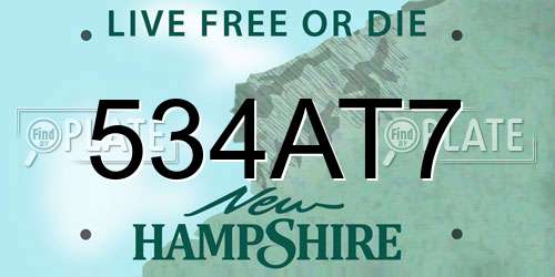 534AT7 New Hampshire License Plate