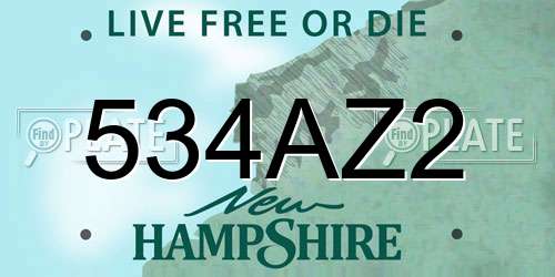 534AZ2 New Hampshire License Plate