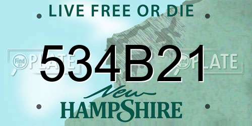 534B21 New Hampshire License Plate
