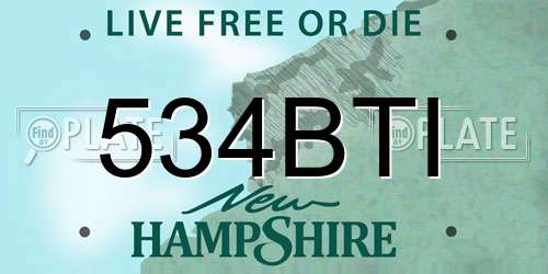 534BTI New Hampshire License Plate