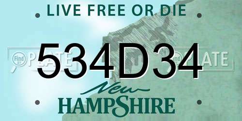 534D34 New Hampshire License Plate