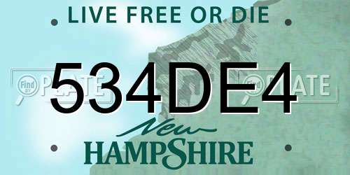 534DE4 New Hampshire License Plate