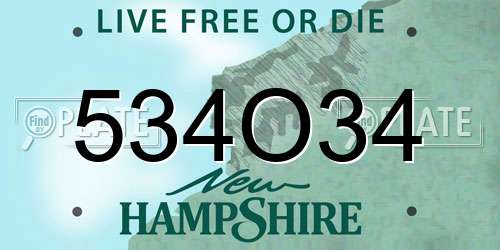 534O34 New Hampshire License Plate