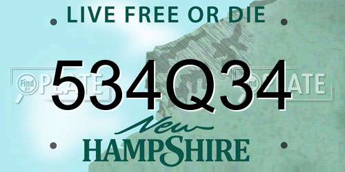 534Q34 New Hampshire License Plate
