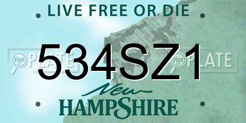 534SZ1 New Hampshire License Plate