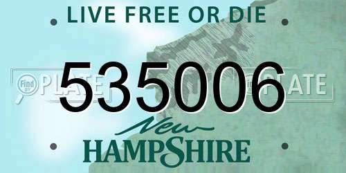535006 New Hampshire License Plate