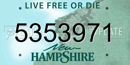 5353971 New Hampshire License Plate