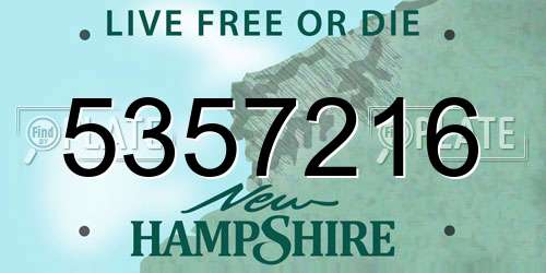 5357216 New Hampshire License Plate