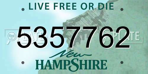 5357762 New Hampshire License Plate