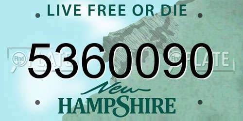 5360090 New Hampshire License Plate