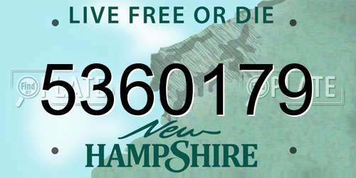 5360179 New Hampshire License Plate