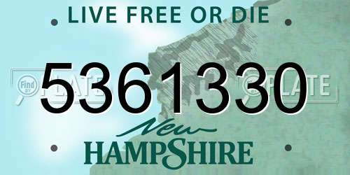 5361330 New Hampshire License Plate