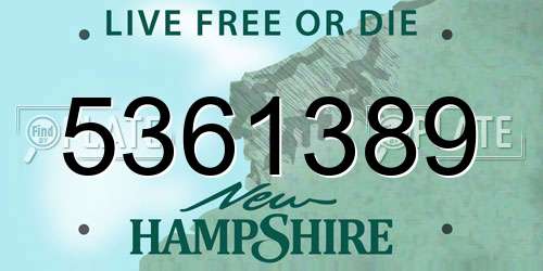 5361389 New Hampshire License Plate